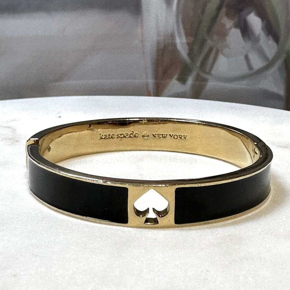 Kate Spade - Hole Punch Black Enameled Hinged Bangle Bracelet